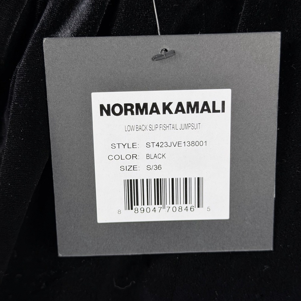 Norma Kamali Velvet Fishtail Jumpsuit Black S/36 Backless Adjustable Straps - Picture 7 of 14